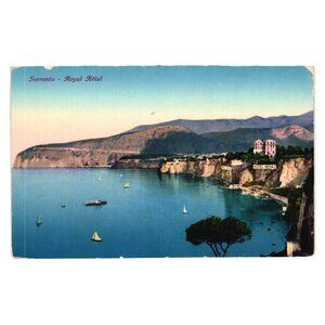 Vintage Sorrento Royal Hotel Postcard Coastal View Cliffside Italian De Luca